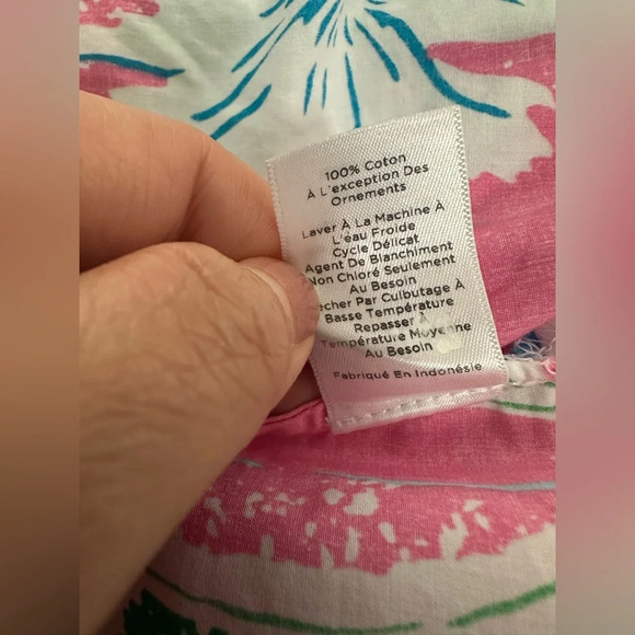 Talbots Pink and Green Graphic Blouse with Mandarin Collar size M - Picture 8 of 9